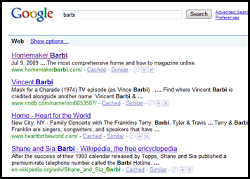 Google Barbi searches