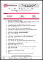 Printable Housekeeping Cleaning Checklist: Kitchen