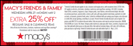 Macy&rsquo;s Friends and Family 2011 Coupon 25% Off Mother&rsquo;s Day