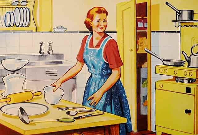 Vintage Ad woman baking