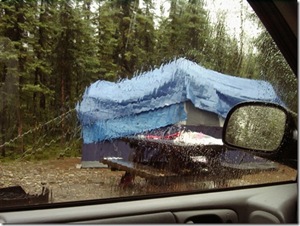 Wet tent at camping trip