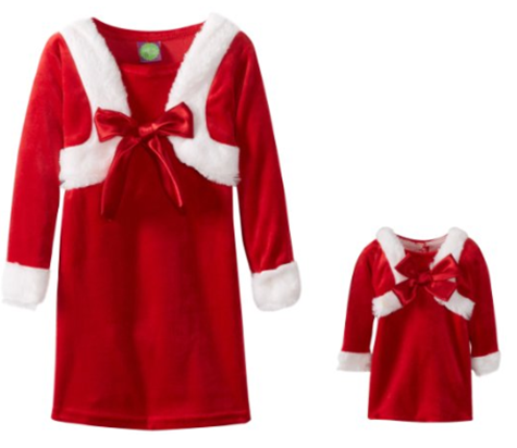 Dollie and Me Matching Girls and Dolls Santa Dresses at Amazon